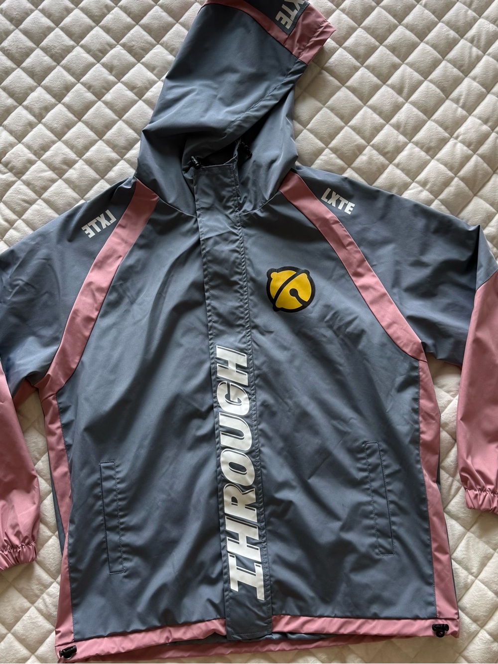 IHROUGH Urban Streetwear Windbreaker Jacket - Blue & Pink Anime Style Unisex 3XL